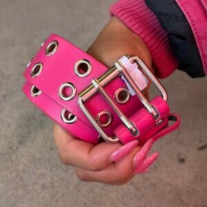 Vintage y2k Hot Pink Leather Studded belt